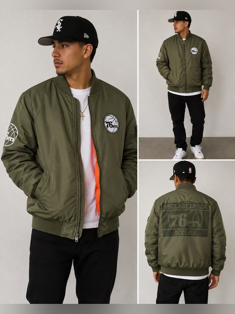NBA UNK Philadelphia 76ers Sixers Olive Green Bomber Jacket Men’s M